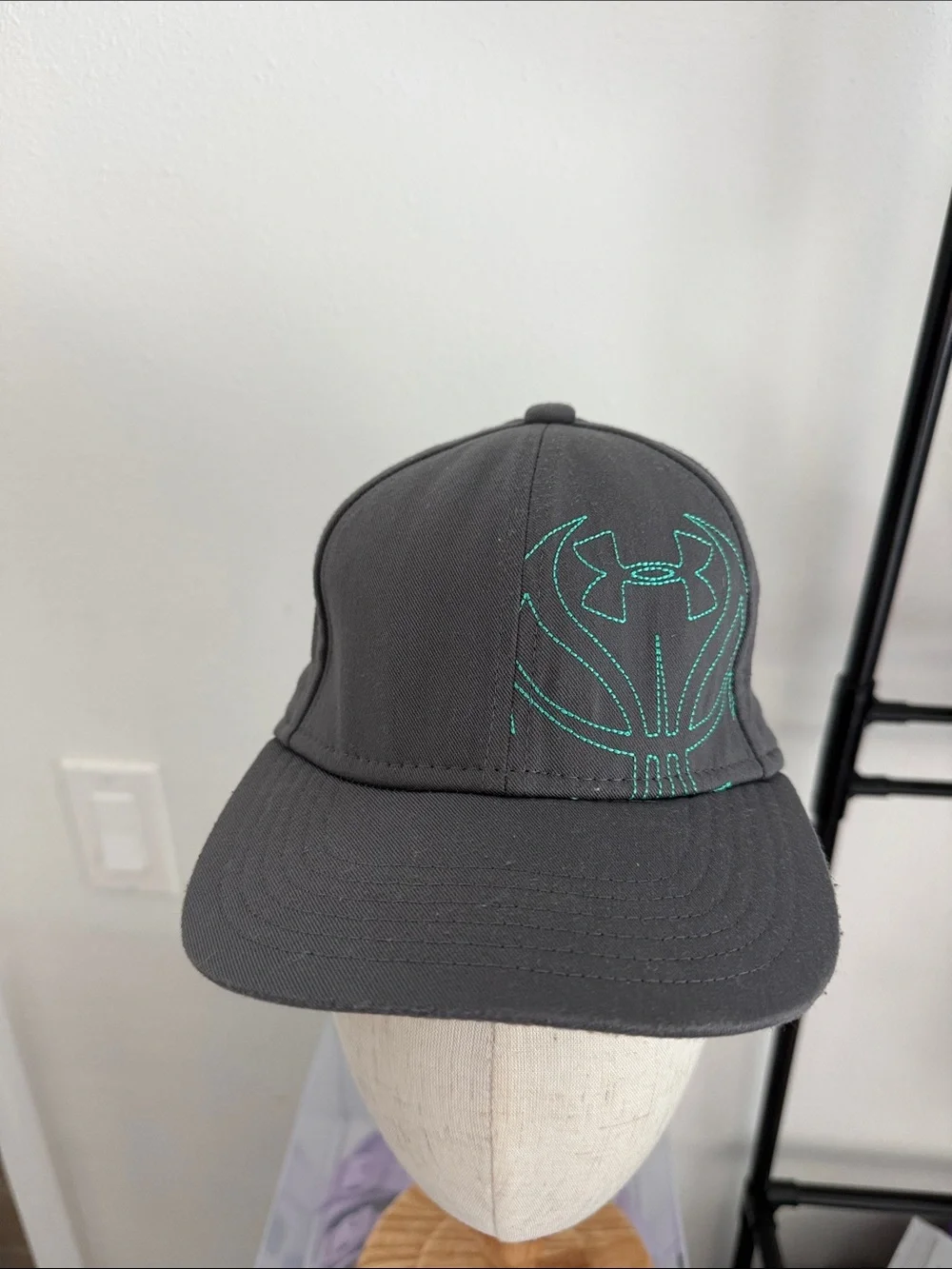 Under Armour Youths Charcoal Hat with Teal Stitching